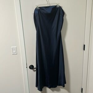 CHARLITA MIDI DRESS - STRAPLESS COWL BACK DRESS IN NAVY From Show Po Size US 16